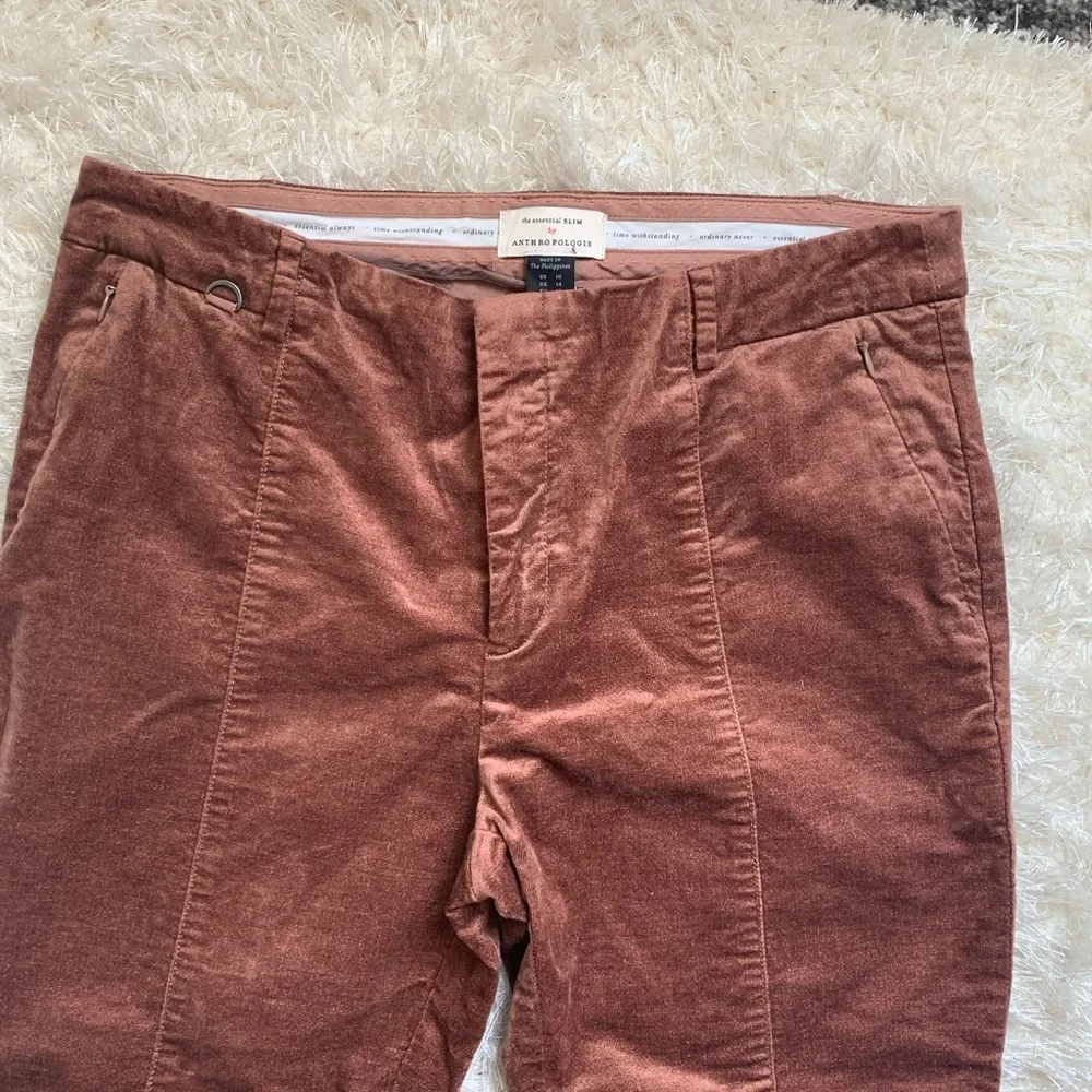 Anthropologie Essential Slim Velvet Cropped Pants - Picture 4 of 10